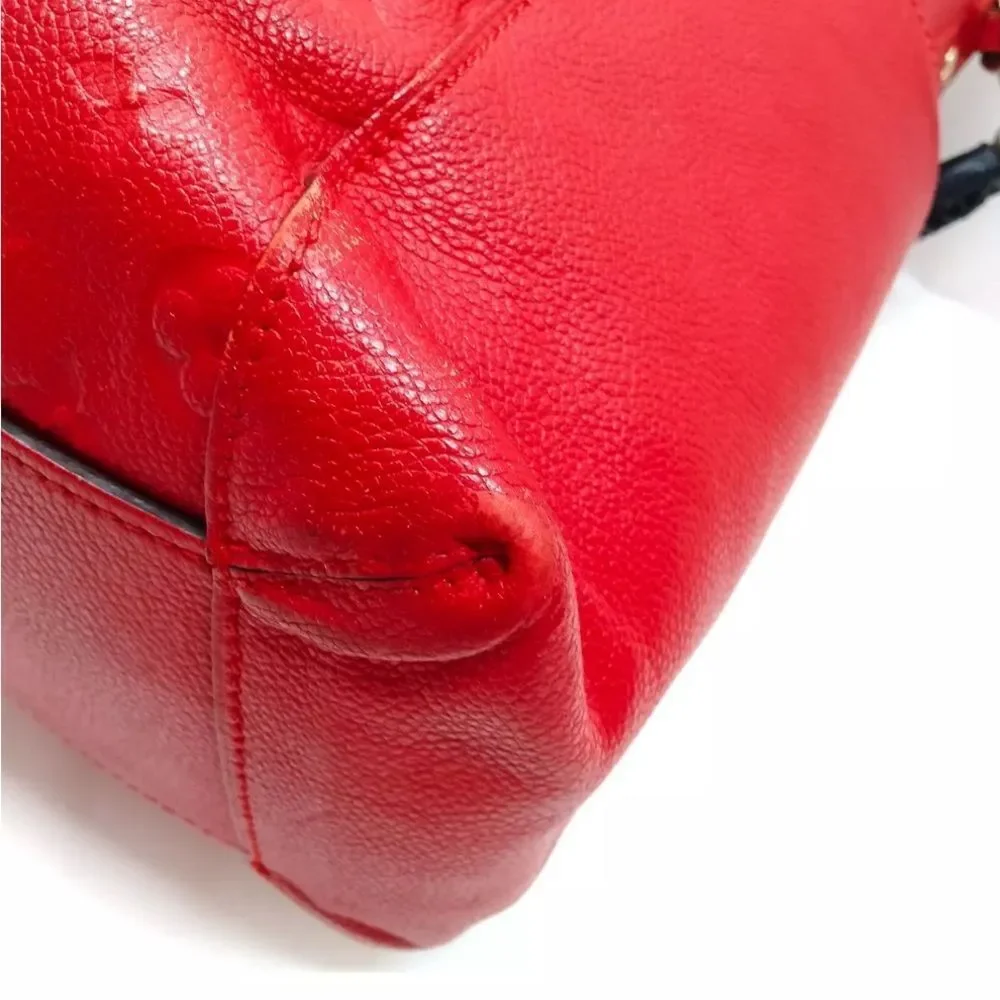 Auth Louis Vuitton Cherry Red Empreinte Monogram Leather PM Bagatelle Hobo Bag